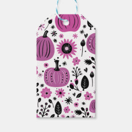 Paarse pompoen en herfst bloem gepersonaliseerd cadeaulabel