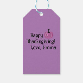Paarse pompoen en herfst bloem gepersonaliseerd cadeaulabel