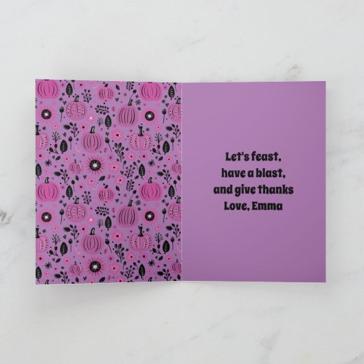 Paarse pompoen en herfstbloem gepersonaliseerd  (Binnen)