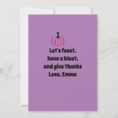 Paarse pompoen en herfstbloem Thanksgiving Kaart (Achterkant)