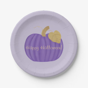 Paarse pompoen Gold Leaf Halloween Paper Borden Papieren Bordje