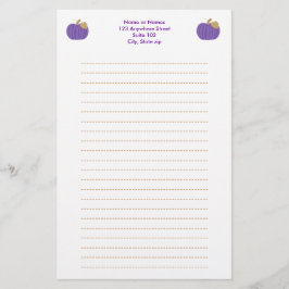 Paarse pompoen goudblad, gevoerd briefpapier