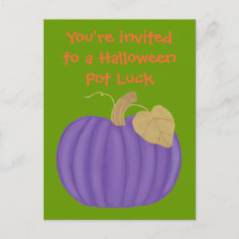 Paarse pompoen Halloween Dinner Party Briefkaarten