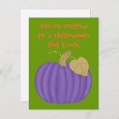 Paarse pompoen Halloween Dinner Party Briefkaarten (Voorkant / Achterkant)