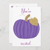 Paarse pompoen Halloween huwelijksuitnodigingen Kaart (Voorkant / Achterkant)