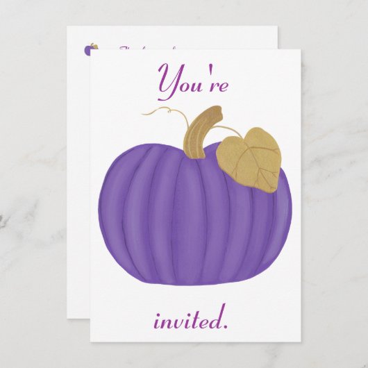 Paarse pompoen Halloween huwelijksuitnodigingen Kaart (Voorkant / Achterkant)