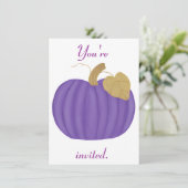 Paarse pompoen Halloween huwelijksuitnodigingen Kaart (Staand voorkant)