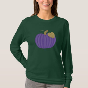 Paarse pompoen met goudblad op shirten t-shirt
