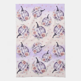 Paarse pompoen schattige herfsten herfst bloemen theedoek