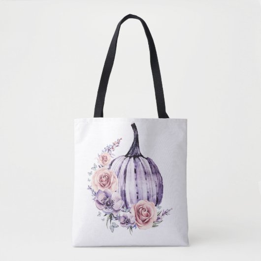 Paarse pompoen schattige herfsten herfst bloemen tote bag (Voorkant)