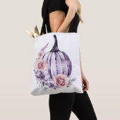 Paarse pompoen schattige herfsten herfst bloemen tote bag (Dichtbij)