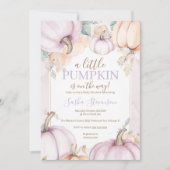 Paarse pompoen waterverf baby shower in de herfst kaart (Voorkant)