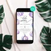 Paarse pompoen Waterverf Baby shower Kaart