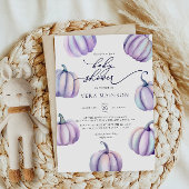 Paarse pompoen Waterverf Baby shower Kaart