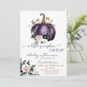 Paarse pompoenbloemen, gestippeld Baby shower Kaart (Staand voorkant)