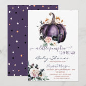 Paarse pompoenbloemen, gestippeld Baby shower Kaart (Voorkant / Achterkant)