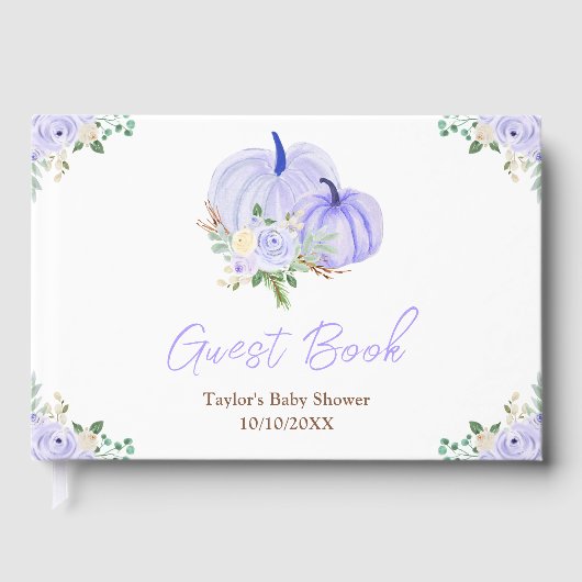 Paarse pompoenen Baby shower Gastenboek (Voorkant)