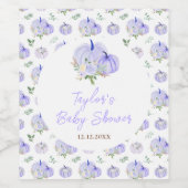 Paarse pompoenen Baby shower Wijn Etiket (Enkel label)