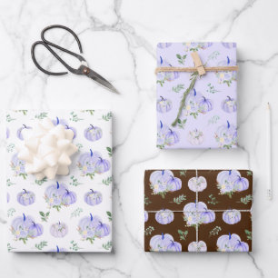 Paarse Pompoenen Bloemen Inpakpapier Vel