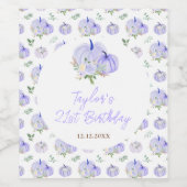 Paarse pompoenen Bloemen Verjaardagsfeest Wijn Etiket (Enkel label)