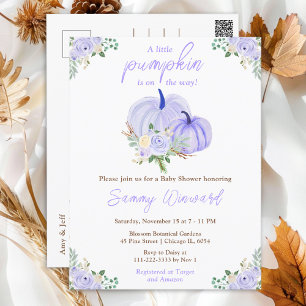 Paarse Pompoenen Bloemige Baby Shower Briefkaart