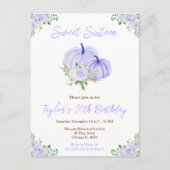 Paarse Pompoenen Bloemige Sweet Sixteen Briefkaart (Voorkant)
