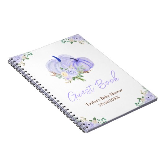 Paarse pompoenen Floral Baby shower gastenboek Notitieboek (Rechterzijde)