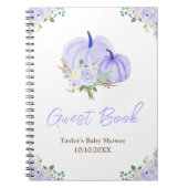 Paarse pompoenen Floral Baby shower gastenboek Notitieboek (Voorkant)