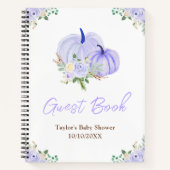 Paarse pompoenen Floral Baby shower gastenboek Notitieboek (Voorkant)