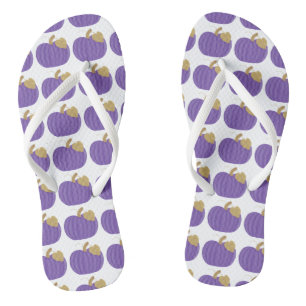 Paarse Pompoenen Goudblad Patroon Herfst Flipflops Teenslippers