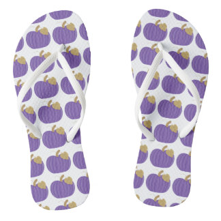 Paarse Pompoenen Goudblad Patroon Herfst Flipflops Teenslippers