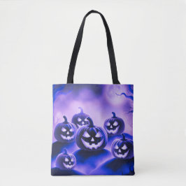 Paarse pompoenen Halloween Tote Bag