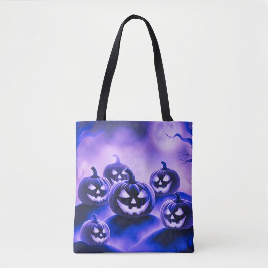Paarse pompoenen Halloween Tote Bag (Voorkant)