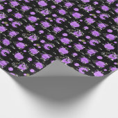 Paarse pompoenen, zwarte katten en spookachtige pa cadeaupapier (Hoek)