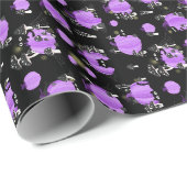 Paarse pompoenen, zwarte katten en spookachtige pa cadeaupapier (Rol Hoek)