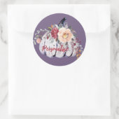 Paarse pompoengrijze waterverf in het najaar ronde sticker (Tas)