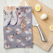 Paarse pompoengrijze waterverf in het najaar theedoek (Quarter Fold)