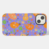 Paarse pompoenpatch iPhone hoesje (Achterkant horizontaal)