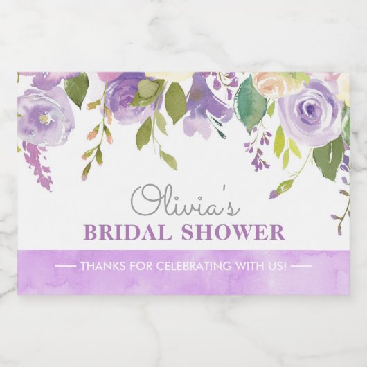 Paarse ponden Vrijgezellenfeest Tea Party Mini Sparkling Wijnetiket (Enkel label)