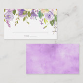 Paarse ponden Waterverf Floral Flat Plaatskaartje (Voorkant / Achterkant)