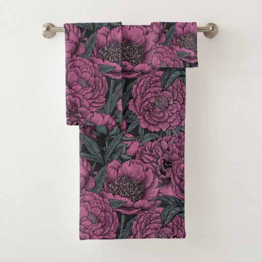 Paarse pony-bloemen bad handdoek (Insitu)