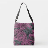 Paarse pony-bloemen crossbody tas (Achterkant)