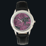 Paarse pony-bloemen horloge<br><div class="desc">Met de hand getekende pony-bloemen,  naadloos vectorpatroon</div>