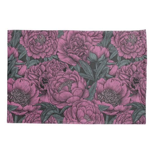 Paarse pony-bloemen kussensloop (Achterkant-Links)