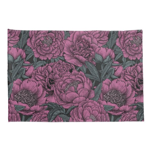 Paarse pony-bloemen kussensloop (Achterkant-Rechts)