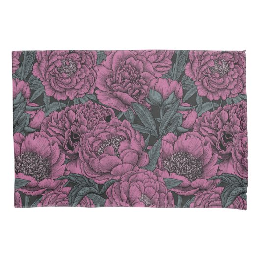 Paarse pony-bloemen kussensloop (Voorkant-Links)