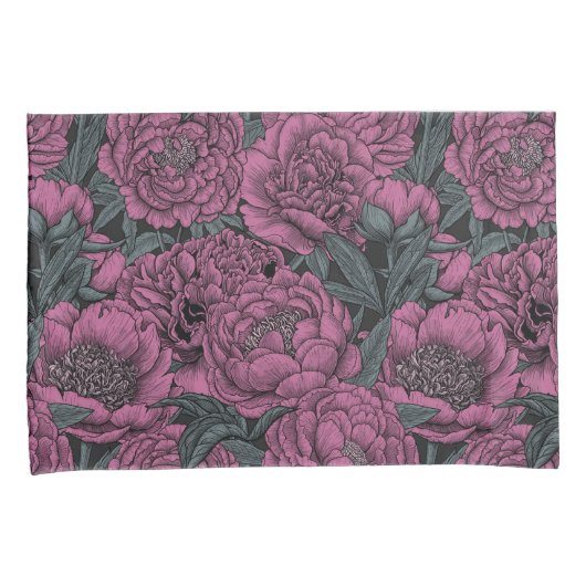 Paarse pony-bloemen kussensloop (Voorkant-Rechts)