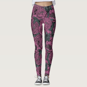 Paarse pony-bloemen leggings