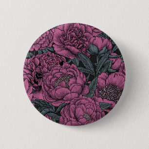 Paarse pony-bloemen ronde button 5,7 cm
