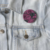 Paarse pony-bloemen ronde button 5,7 cm (In situ)